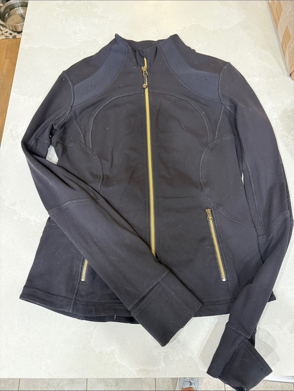 Lululemon Women’s Black Zip-Front Athletic Jacket with Gold Zippers